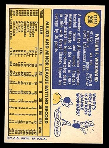 1970 Topps 296 Woody Woodward Cincinnati Reds (Baseball Kártya) NM/MT Vörösök