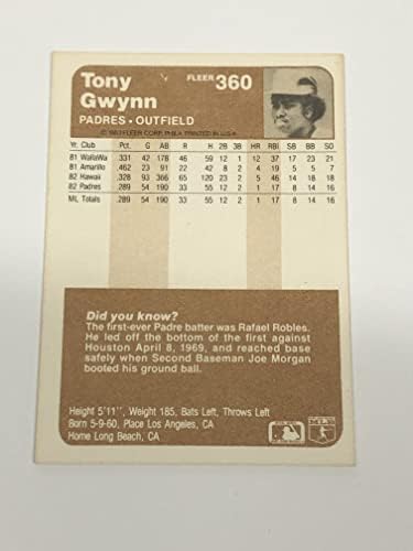 1983 Fleer Baseball 360 Tony G. Újonc Kártya