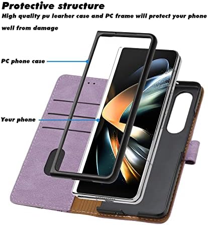 Csepp Védelem Esetben Kompatibilis a Samsung Galaxy Z Fold4 Esetben Galaxy Z Fold 4 Tárca Esetben Vékony PU Bőr Telefon tok