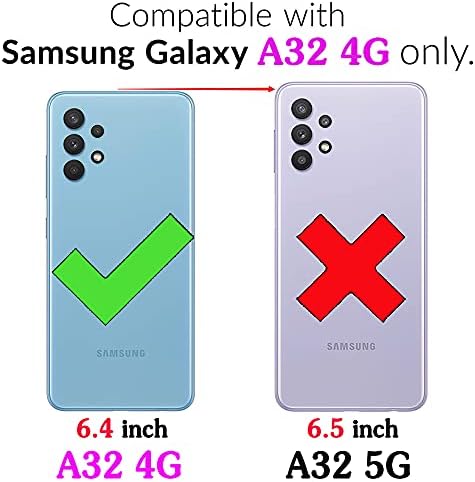 Asuwish Kompatibilis a Samsung Galaxy A32 4G Tárca az Esetben Edzett Üveg kijelző Védő fólia Csukló Szíj Bőr Flip-Kártya-tartó