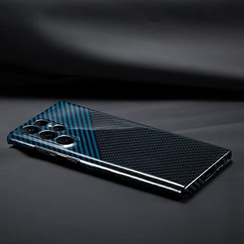 Fényes Aramid Szénszálas tok Samsung Galaxy S22 Ultra (Kék, Fekete)