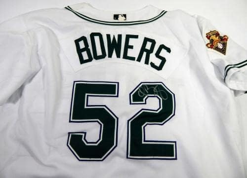 2001 Tampa Bay Ördög Sugarak Cedrick Bowers 52 Játék Kiadott Fehér Jersey-100 P 4 - Játék Használt MLB Mezek