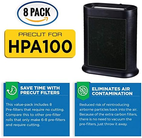 Elővágott a HPA100 Prémium Szén, Aktivált Előtti Szűrők 8 Csomag kompatibilis HW Légtisztító Modellek 090, 094, 100, 104,