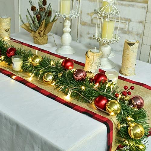 DearHouse 26 Láb Karácsonyi Koszorú, Mesterséges Fenyő Koszorú Ünnepi Dekoráció, Kültéri vagy Beltéri Otthon Kert Mesterséges
