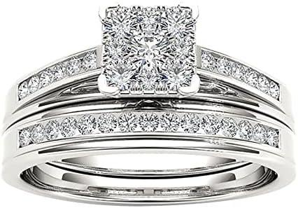 2023 Új Cirkon Intarziás Gyűrű Pár gyűrűt, Amerikai Klasszikus Ékszerek Európai Gyűrűk Nők Ékszerek Gyűrűk (Ezüst, 6)