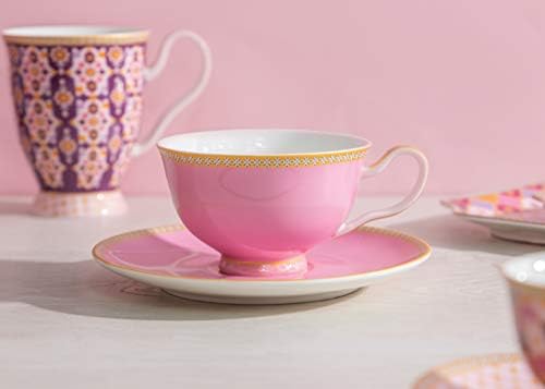 Maxwell & Williams Teák & C Kasbah Teás Csészét Készlet díszdobozban, egyedülálló, Meleg, Rózsaszín