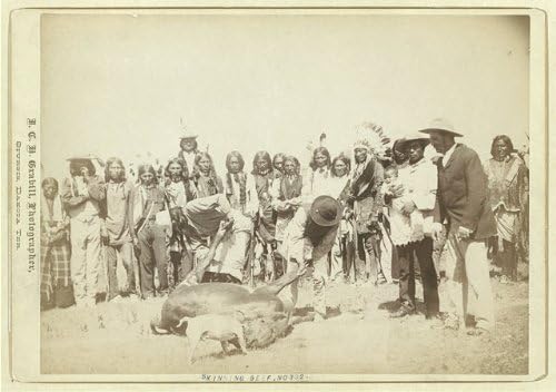 HistoricalFindings Fotó: Nyúzás Marhahús,Pine Ridge Indián Rezervátum,Dél-Dakota,Lakota Indiánok,c1890