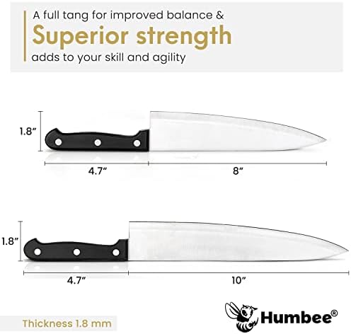 Humbee - Szakács Kés 8 Cm - Magas Széntartalmú Rozsdamentes Acél Teljes Tang Blade Pro, illetve a Személyes Használat, Ergonómikus