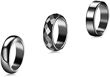 3pcs Hematit Gyűrűk, Valódi Hematit Lapos Zenekar Gyűrűk, Nők, Férfiak, Anti-Szorongás Ptsd Ujj Gyűrű A Férfiak Előnye, hogy