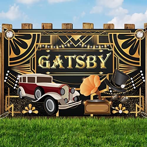 MELTELOT A Nagy Gatsby Témájú Hátteret, Banner, Retro Ordító 20-Parti Art Dekor 20-as Szülinapi Felnőtt Fotózás Háttér 1.