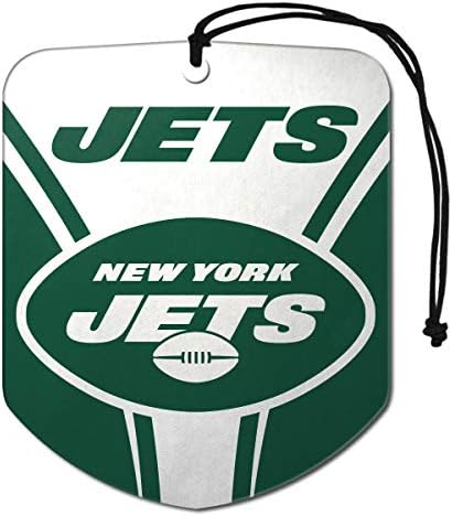 FANMATS 61580 NFL New York Jets Lógó Autó Illatosító, 2 Csomag, Fekete Jég Illat, Szag Eliminator, Pajzs Design Team Logo