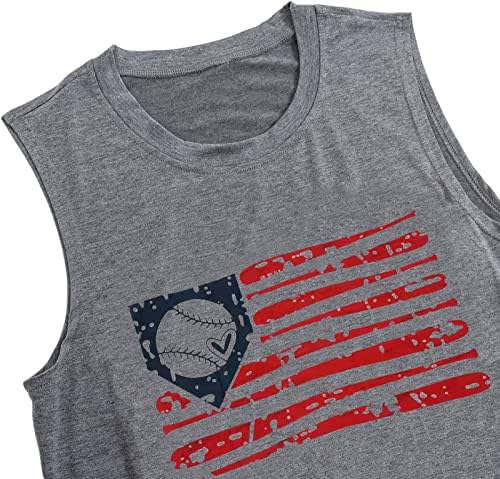 Baseball Tank Felső Női Amerikai Zászló Baseball Grafikus Mellények, Alkalmi Ujjú Póló, Baseball Játék