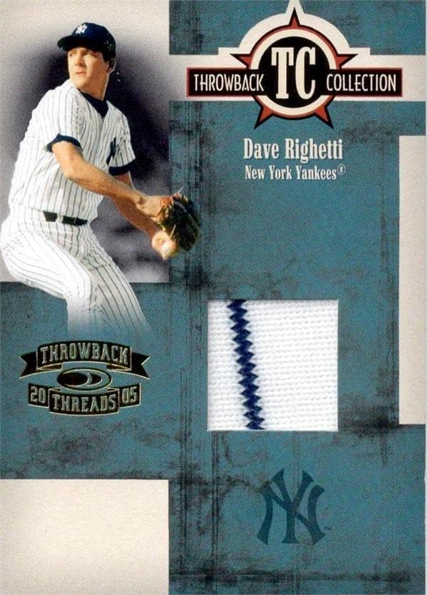 Dave Righetti játékos kopott jersey-i javítás baseball kártya (New York Yankees) 2005 Donruss Primitivizmus Szálak TC19