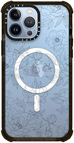 Casetify Ultra Hatása az Esetben az iPhone 13 Pro Max Kompatibilis Magsafe - Finom Virágos - Világos Fekete