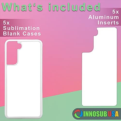 innosub [5 Pack] Szublimációs Telefon Esetekben Kompatibilis Galaxy S22 Plus - Gumi Fehér Üres Festék Esetben Alumínium Betétek