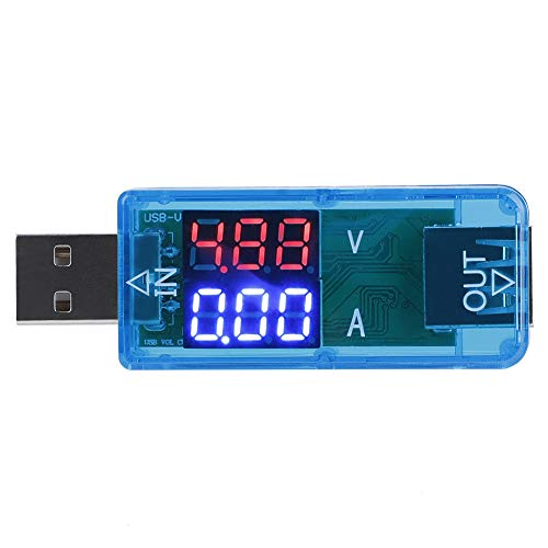 USB Feszültség Teszter, USB LCD Voltmérő Nagyáramú Áram-Mérő Multiméter Töltő USB Teszter(Fekete), Feszültség Tesztelők (Kék)