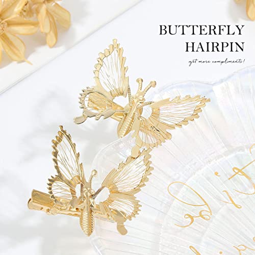 Bartosi 3D Pillangó Haj Klipek Arany Fém Mozgó Pillangó Haj Hajcsat Haj Bilincsek Csapok Karom Klipek Aranyos Pillangó Hajtű