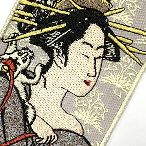 Egy-EGY 2 DB Csomag a Gésa Hímzett Javítás+Japán Zászló Bross, Japán Női Portré Jelvény, DIY Tartozékok Foltok, Gésa, Javítás,