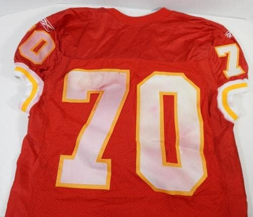 2001-ben a Kansas City Chiefs 70 Játék Kiadott Piros Mez DP17397 - Aláíratlan NFL Játék Használt Mezek