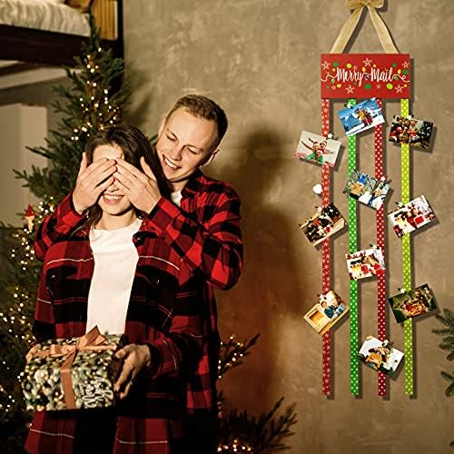 Boldog Mail Kártya Tartóját a 30 Fából készült Fotó Klip, DIY Rusztikus Karácsonyi Képkeretek, Kollázs, Fotó Kártyák Lógó
