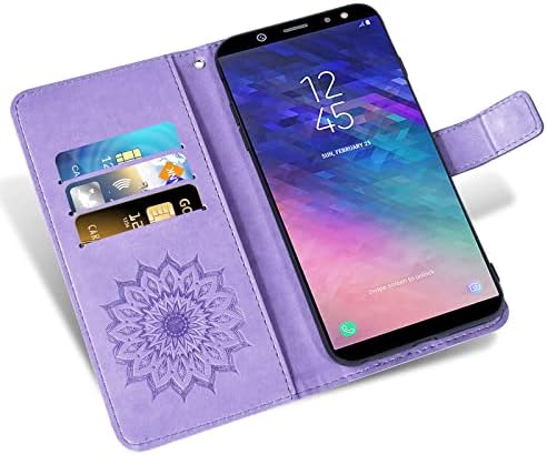Telefon tok Samsung Galaxy A6（2018） Tárca Esetben Edzett Üveg kijelző Védő fólia, valamint a Bőr Slim Flip Cover Kártya-tartó