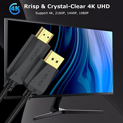 A 4K DisplayPort-HDMI Kábel 5-Csomag, 6 Ft DP (Display Port) - HDMI Adapter Kábel Fonott férfi Férfi Támogatja a Video -,