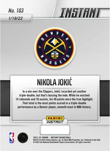 Sport Emlékek Nikola Jokic Denver Nuggets Fanatikusok Kizárólagos Párhuzamos Panini Azonnali Jokic Teszi Fel Szörnyeteg Tripla-Dupla