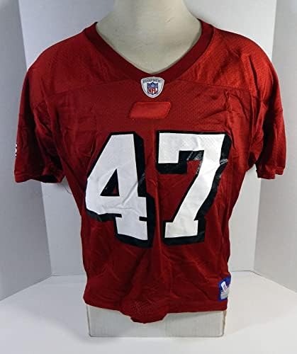 2002-ben a San Francisco 49ers 47 Játék Kiadott Piros Gyakorlat Jersey 941 - Aláíratlan NFL Játék Használt Mezek