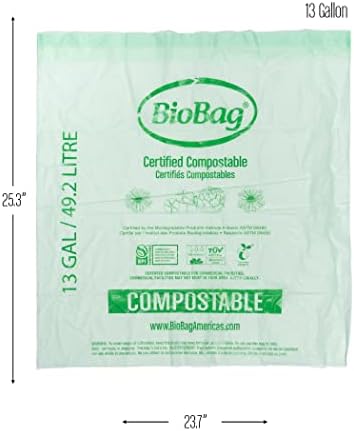 BioBag(USA) Compostable 13 Liter Magas Konyhai Szemetes Zsák Összehúzható, 40 Szám