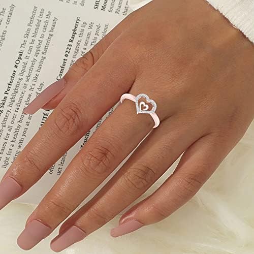 Gyűrűk Lányai Női Gyűrű GIF Gyémánt Kreatív Ékszer Eljegyzési Szerelmes Szívem Gyűrűk Gyűrű Vintage (Rose Gold, 9)