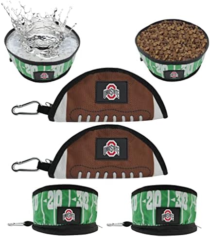 NCAA Ohio State Buckeyes Háziállatok Első Összecsukható Kutya Utazási Bowl Set, 2 Csomag Étel, Víz, Tál Kutyák, Legjobb Hordozható