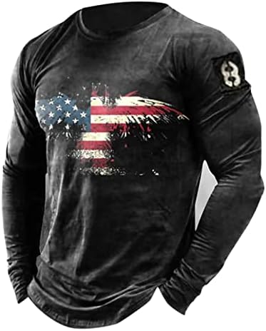 Férfi Retro Grafikus Póló, Az Amerikai Zászló Hosszú Ujjú Szabadtéri Edzés A Tornateremben Futó Testépítés Tshirt Július
