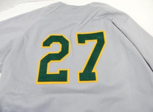 1989-90-es évek Tacoma Tigrisek 27 Játékban Használt Szürke Jersey 48 DP24817 - Játék Használt MLB Mezek