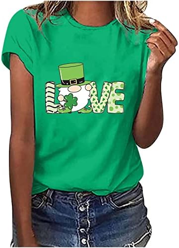 Női póló, Rövid Ujjú Szerelem Nyomtatás Grafikai Tees Y2K Blúz Alapvető Maximum Valentin/Szent Patrik Nap Ing Női