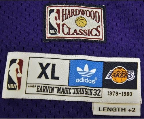 Magic Johnson Los Angeles Lakers Dedikált Lila Mitchell & Ness Keményfa Klasszikusok Swingman Jersey - Dedikált NBA Mezek