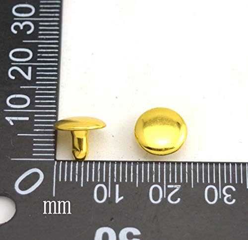 Wuuycoky Arany Kettős Kap Bőr Szegecsek Cső alakú Fém Szegecsekkel Kap 10mm-Post 6mm Csomag 100 Készletek