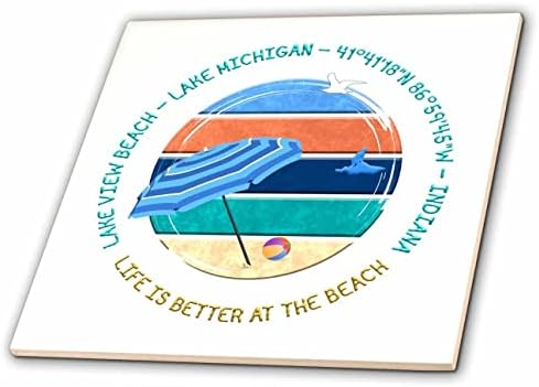 3dRose Amerikai strandok - Lake View Beach, Michigan-Tó, Indiana jó ajándék - Csempe (ct-375517-4)