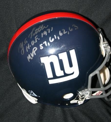 Y. A. ÉKEZET Aláírt HOF 71 New York Giants PRO LINE sisak Autogramot PSA/DNS - Dedikált NFL Sisak