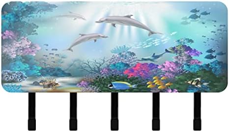 xigua Víz alatti Világ, a Delfinek Kulcs-tartó Fal, Öntapadó Billentyűt a Rack Polc, 5 Horgok - Wall-Mount Mail Szervező