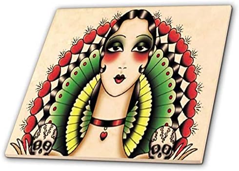 3dRose ct_62386_2 Mexikói Art Deco Hölgy Koponyák-Kerámia -, 6-os
