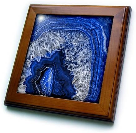 3dRose Kép Luxus Kék Indigo Márvány Achát Gem Ásványi Kő 6 6 cm Dekoratív Csempe, 8x8-as Keretbe, Tiszta