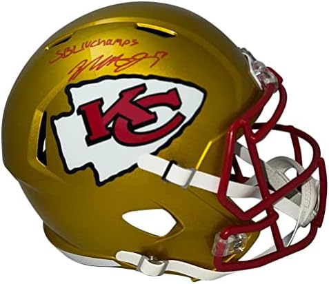 Mecole Hardman Aláírt Kansas City Chiefs Flash Sebesség Sisak W/Sb Liv Champs - Dedikált NFL Sisak