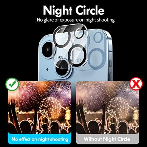 Xfilm iPhone 14 & 14, Plusz a Kamera Lencséjét Védő, Ultra Világos, Edzett Üveg Teljes Kamera Fedél, 9H Keménység Védő Pajzs