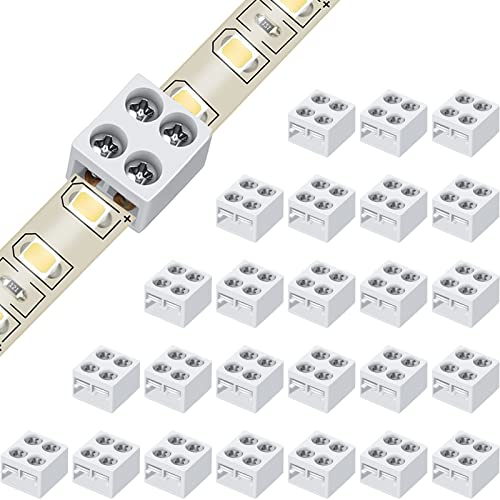 25 Pack Solderless LED Szalag Lámpa Csatlakozó Szalag Szalag Csavarja Le sorkapocs-Csatlakozó 2 Pin LED Csatlakozók Szalag