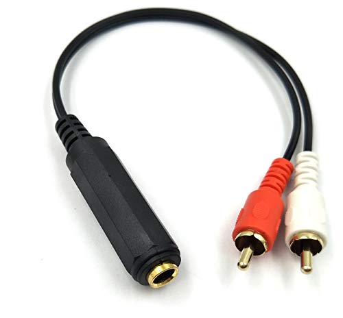 Poyiccot RCA 1/4 Adapter Kábel, 6.35 mm 1/4 hüvelyk TRS Sztereó Jack Női 2 RCA Férfi Plug Y Elosztó Adapter Kábel, 25cm/10inch