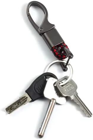 Autós kulcstartó Keychains,bőr kulcstartó Masszív fém kulcstartók D-Gyűrű a férfiak, mind a nők 2 csomag,Fekete-Piros, Fekete-Piros,360