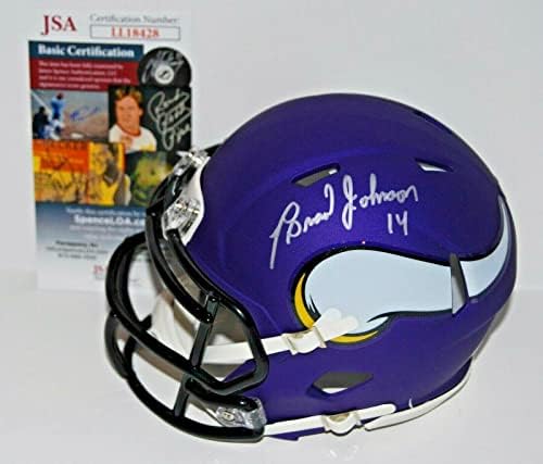 BRAD JOHNSON aláírt (MINNESOTA VIKINGS) mini foci sisak SZÖVETSÉG LL18428 - Dedikált NFL Sisak