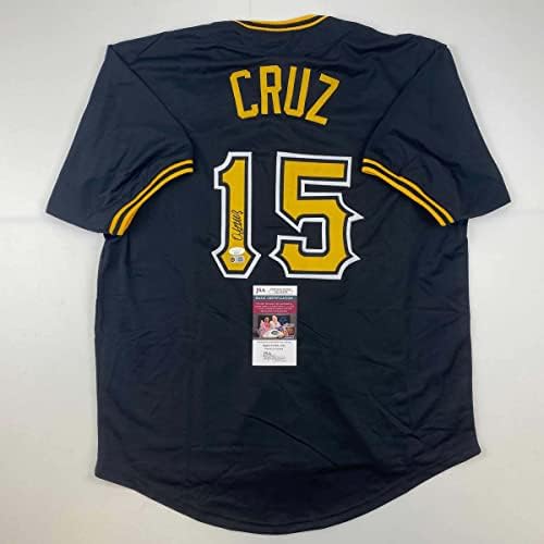 Dedikált/Aláírt Oneil Cruz Pittsburgh Fekete Baseball Jersey SZÖVETSÉG COA