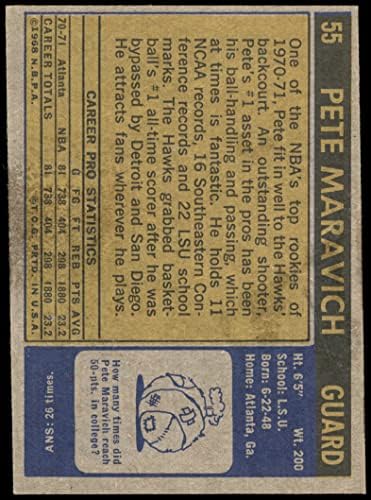 1971 Topps 55 Pete Maravich Atlanta Hawks (Kosárlabda Kártya) VG Hawks LSU