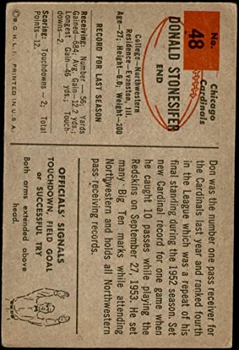 1954 Bowman 48 Nem Stonesifer Chicago Cardinals-FB (Foci Kártya) Dean Kártyák 2 - JÓ Cardinals-FB